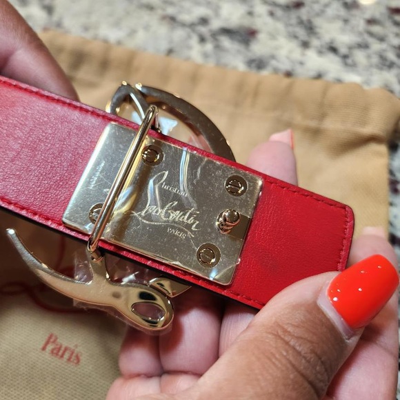 NEW Christian Louboutin Red Belt Size 95 - Picture 4 of 5